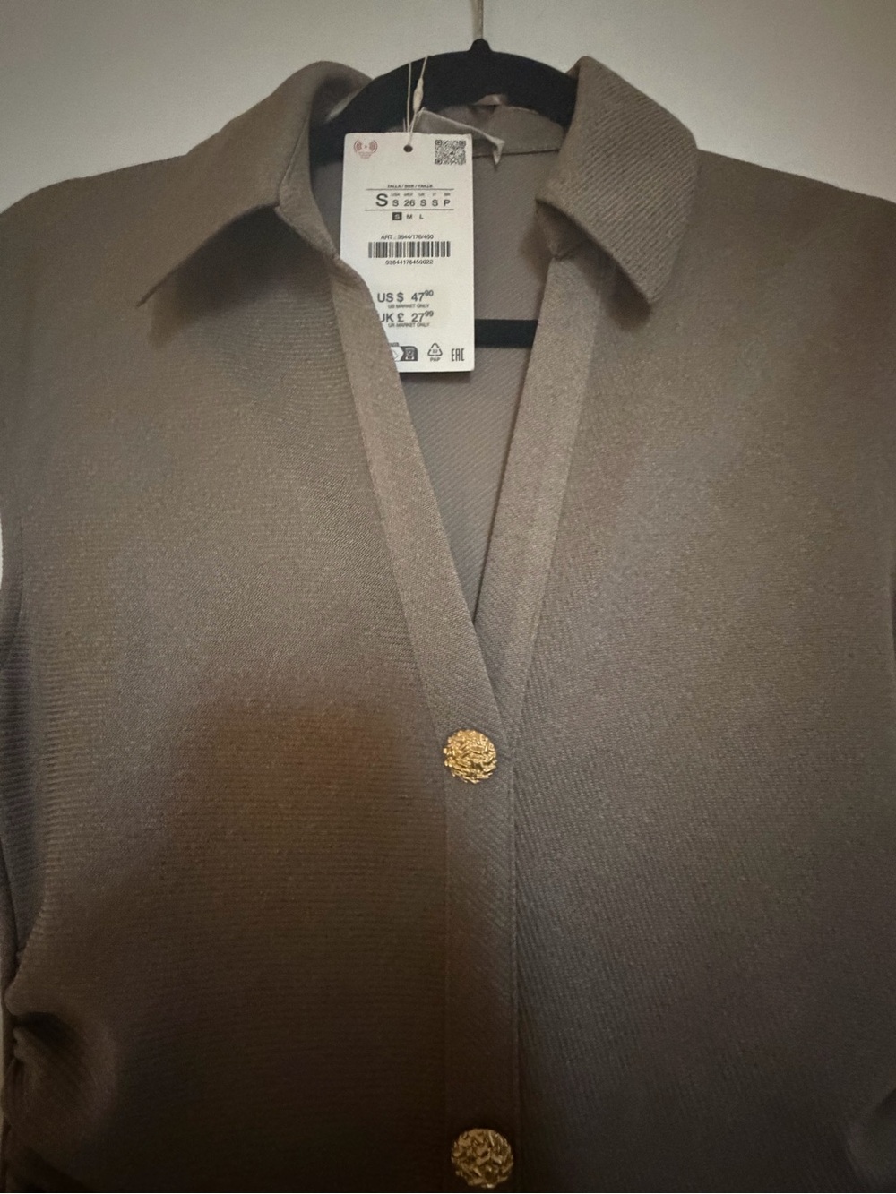 Zara Sleeveless Olive Button-Front Shirt Dress NWT - Picture 2 of 2